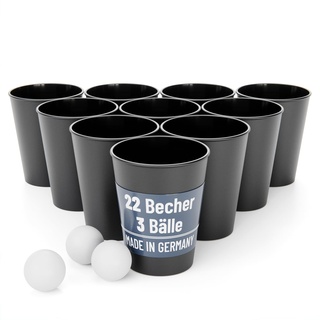 SoPro 22er Set Party Becher Plastik spühlmaschinenfest inkl. 3 Bälle - Made in Germany - Hartplastik Mehrweg Partybecher wiederverwendbar 0,5 Liter - Party Becher Plastik, Plastikbecher, Becher Set