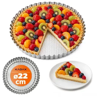 KADAX Tarteform "Prung", Tartelette Förmchen aus verzinkten und Antihaftschicht Blech, 22 cm, Silber