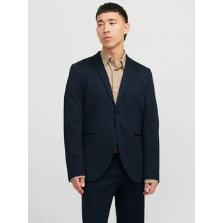 JACK & JONES Sakko JACK & JONES "JPRJAXON Jersey Blazer mit Stretch für stylischen Look", Herren, Gr. 56, blau (schwarz navy), Web, Obermaterial: 79% Polyester, 18% Viskose, 3% Elasthan, unifarben, slim fit, Sakkos Sakko, meliert, modisch, slim fit, Materialmix