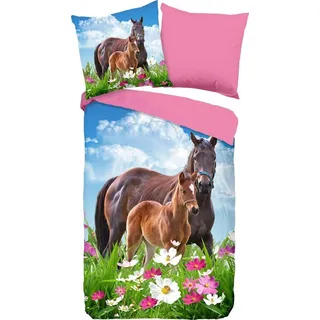 Muller Textiles Good Morning Wendebettwäsche Dora Renforcé rosa Größe 1x 135x200 cm + Multi