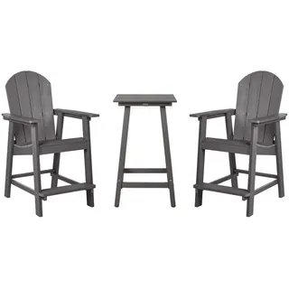 Beliani Bistro-Set 2-Sitzer Grau Adirondack , Kunststoff , Gartenmöbel, Gartengarnituren, Balkonmöbel-Sets