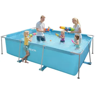 VEVOR Frame Pool, Aufstellpool, 3000x2000x762 mm, Stahlrahmen Schwimmbecken, rechteckiger Stahlrahmenbecken, Rahmenpool für Garten, Gartenpool mit 3960 L Wasserkapazität, für 4–5 Personen, blau