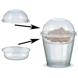 Feinkostbecher für Salat, Müsli, Joghurt mit Einsatz + Deckel 250 ml, 100 Stk.