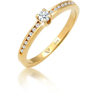 Verlobungsring ELLI DIAMONDS "Ring Diamant Weiß Brillantschliff (0.18 ct) 585 Gelbgold" Gr. 58, gold, Fingerringe, Damen, 58, Gelbgold 585, Verlobungsring
