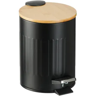 Relaxdays Mülleimer , Metall, Holz, Kunststoff , Rund , 17x23.5x21.5 cm , Nur In Filialen Erhältlich, Nur In Filialen Erhältlich, Nur In Filialen Erhältlich