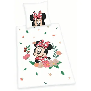 Herding Disney's Minnie Maus Bettwäsche-Set, Kopfkissenbezug 80 x 80 cm, Bettbezug 135 x 200 cm, Mit Knopfverschluss, 100% Baumwolle/Flanell, Mehrfarbig