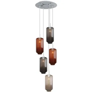 s.luce Galerieleuchte Velo 5-flammig Mehrfarbig Ø 18cm , Multicolor, Weiß , Glas , Zylindrisch , E27 , 18x33x18 cm , Lampen & Leuchten, Innenbeleuchtung, Hängeleuchten, Pendelleuchten