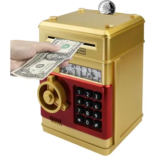 HUSAN Elektronische Spardose für Kinder, Spardose Passwort Sparschwein Spielzeug Festival Geburtstag Geschenke für Kinder (Golds)
