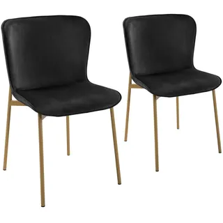 Svita MARY Polsterstuhl Samt schwarz/gold 2er Set