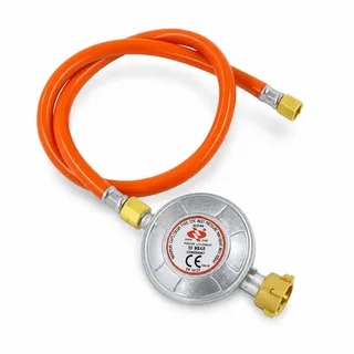 Gasschlauch mit Druckminderer 50 mbar – 150 cm G.12/W21,8 LH für Gasgrill | Gasschlauch mit Druckminderer 50 mbar Gasdruckregler Set, G.12/W21,8 Linksgewinde, G1/4′′ LH Anschluss für Campingkocher