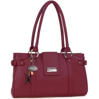 Catwalk Collection Handbags - Damen Leder Schultertasche - Handtasche Mittelgroß für Notizbuch A5 - Martina - Rot