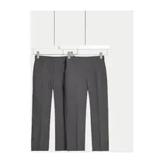 M&S Collection Einfaches Anziehen - 2er-Pack Schulhosen für Jungen (3-18 Jahre) - Grey, Grey, 8-9 Y