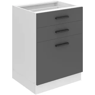 Belini Unterschrank Küche, Küchenunterschrank 60 cm Breite. SDSZ Küchenunterschrank ohne Arbeitsplatte. Küchenschrank mit Schubladen, Silber matt - Silber