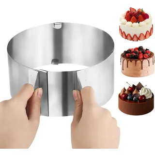 Atliberswo Tortenring Verstellbar - Hoch 8 cm, backring verstellbar, Edelstahl Tortenform Verstellbar Ø 16-30 cm, Backring Verstellbar, Backrahmen Geeignet zum Kuchenbacken und Backen