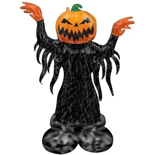 Amscan 4305111 - Folienballon Kürbis, 93 x 134 cm, AirLoonz Ballon, Pumpkin Head, Halloween Deko