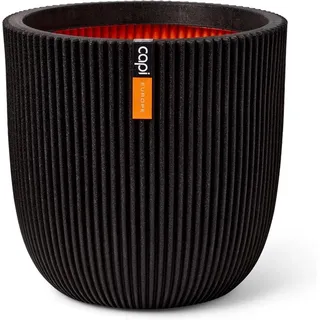 Capi Übertopf Kugel Groove NL elegant Schwarz 35 x 34 cm