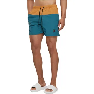 Urban Classics Men's Block Swim Shorts Badehose, Teal/Toffee, 3XL