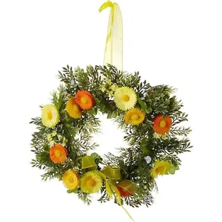 Unyqoos® Frühlingskranz aus Kunststoff mit Blumen & Zierbändern – fertiger Türkranz für Frühling und Ostern, Deko für Tür, Wand & Tisch