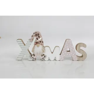 12x Weihnachts Schriftzug XMAS aus Holz