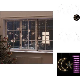 vidaXL Lichterketten Stern und Mond Fernbedienung 345 LEDs Warmweiß - Weihnachtsbeleuchtung