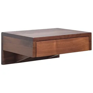 Woodek Design Nachttisch BO, Ablagetisch aus 100 % massivem Nussbaum, matt lackiert (H 18 x B 40 x T 30 cm, 1-St., hängende und moderne Nachttischkonsole), funktionales Wandregal mit Schublade braun