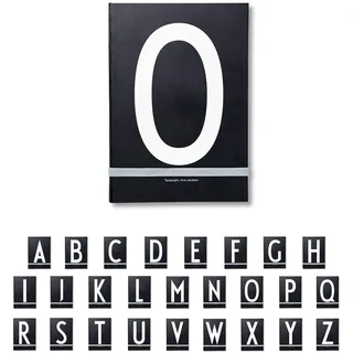 DESIGN LETTERS Buchstaben Notizbuch A5 A-Z Schwarz | Nutzen Sie das unlinierte Notizbuch als Bullet Journal, 2024 Planer | Notizbuch A5 mit elastischem Verschlussband | 146 nummerierte Seiten