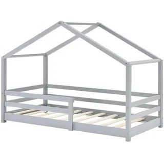 [en.casa] Kinderbett Knätten 70 x 140 cm Kiefer grau hellgrau