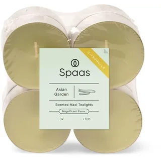 Spaas 8 x 8 Citronella Maxi Teelichter, 10 Stunden - Pistaziengrün - Asian Garden
