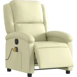 vidaXL Massagesessel Leder 86,5 x 99,5 x 0 cm Creme mit Fernbedienung