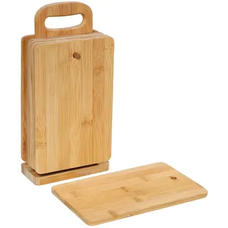 Zassenhaus Frühstücksbrettchen 6er-Set, Bambus, langlebig, mit Ständer | Frühstücksbretter, pflegeleichtes Naturmaterial, für Brot, Käse und Aufschnitt, nachhaltig nachwachsend