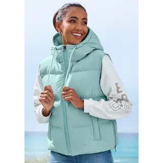 Steppweste ELBSAND, Damen, Gr. L/40, grün (mint), Obermaterial: 100% Polyester. Futter: 100% Polyester. Füllung: 100% Polyester, Westen Steppweste, mit großem Logoprint auf dem Rücken