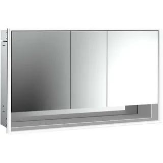 emco loft Lichtspiegelschrank mit Unterfach, 1400mm, 3 Türen, Unterputzmodell, 979805225, Farbe: aluminium/spiegel