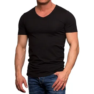JACK & JONES Basic T-Shirt mit V-Neck in Schwarz-XXL