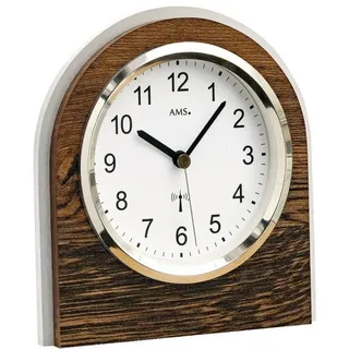 Tischuhr modern Wildeiche-Auflage - AMS Modell: 5196 - Dunkelbraun