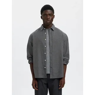 Selected Noah Langarmhemd Gray Flannel / Twisted Black L
