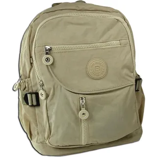 Bag Street Rucksack Handtasche Nylon beige trendiger Damen Cityrucksack OTJ604C - Beige