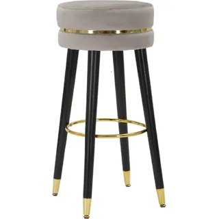Mauro Ferretti Barhocker Paris Ø 35x74 cm grau schwarz gold - Silber