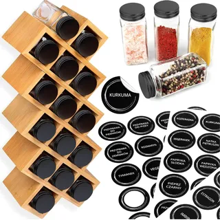 KOCHEN Gewürzregal aus Bambus 18 Gläser