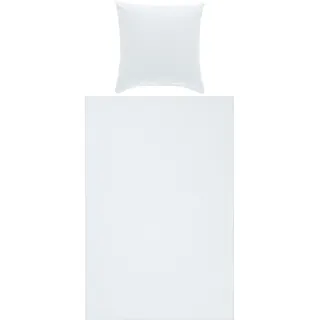 Erwin Müller Bettwäsche-Set Seersucker Uni Serie Rosenheim, Bettbezug, Kissenbezug weiß Größe 80x80 cm / 135x200 cm - pflegeleicht, bügelfrei, mit Reißverschluss