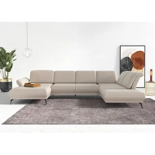 INOSIGN Wohnlandschaft »Coco U-Form«, Sitztiefen-, Arm- und Kopfteilverstellung, Cord-Bezug, Fußhöhe 15 cm, beige