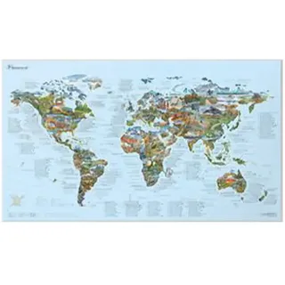 Awesome Maps Vinylkarte Der Besten Mountainbike-strecken Der Welt - Multicolour - 146 x 86 cm