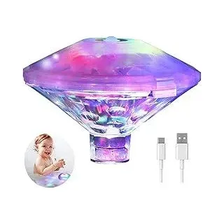 Schwimmende Pool Led Wanne Lichter Lampe Whirlpool Lichter Wiederaufladbare Poolbeleuchtung für Bad Disco Teich Kind Bad Spielzeug, 7 Modi