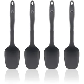 Kochblume Flexlöffel S 4er Set | Premium-Silikon & BPA frei| Hitzebeständig | Spülmaschinenfest (Anthrazit)