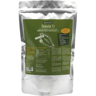 ZeroCal 1:1 (Stevia - Erythritol) 1000 Gramm | Süßt wie Zucker | Ohne Kalorien | Ideal für Getränke und Rezepte | Für alle Diäten | Premium-Qualität | Glutenfrei