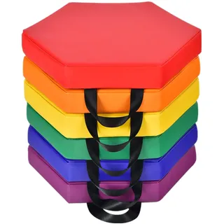 FANTASK Sitzkissen Mehrfarbig mit Reißverschluss, 6er Set Sitzerhöhung Hauptkissen mit Griff, 38x34cm (Bunt)