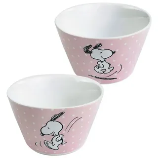 UNITED LABELS The Peanuts Müslischale Snoopy 500 ml, Rosa mit Punkten, Schüssel aus Porzellan, Müslischüssel, Schale