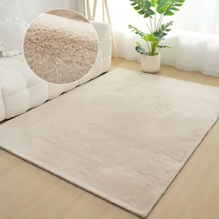 Fellteppich BRUNO BANANI "Rabbit 2, Kunstfell Teppich, Modern" Gr. 2, beige, B:80cm H:25mm L:150cm, Kunstfaser, Teppiche, Fellteppich, Kaninchenfell-Haptik, sehr weich, Wohnzimmer, Schlafzimmer, Esszimmer