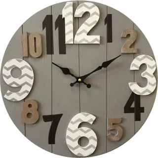 Rebecca Mobili Wanduhr im modernen Stil aus grauem und braunem Holz ø 40 cm - Grau