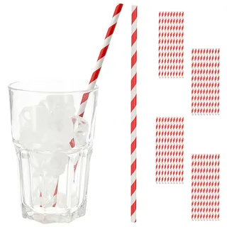 Trinkhalm 40er Set | 20x0,6cm Papier rot weiß gestreift | Strohhalm | Weihnachtsdesign Zuckerstangen-Look