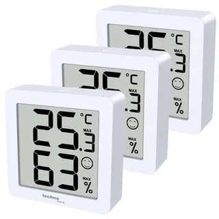 Technoline 3er Set WS9425, Thermometer, Hygrometer, extra klein, Magnethalterung, 3 x WS9425 in einer Verpackung